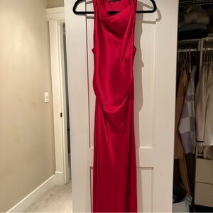 Zara Satin Red Midi Dress - Small